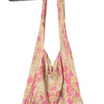 Free People Cream Pink Floral Lightweight Medium Tote Bag Photo 0