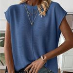 Viral TikTok NEW Sleeveless Sweater Vest, Chic Casual Fashion Round Neck Knit Blue Size M Photo 5