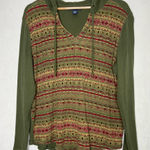 CHAPS Women's Green Red Baja Beach Desert Patterned Thermal Hoodie Size 2X Photo 0