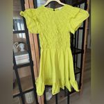 Red Dress Boutique Smocked mini dress ruffle short sleeves chartreuse fit & flare anneklein Photo 7