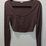 Garage  Brown Long Sleeve Crop Top Photo 0