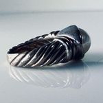 Sterling Silver Faux Pearl Cable Ring Photo 3
