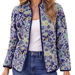 RQT Woman L Quilted Jacket Y2K Boho Floral Paisley Zip Jacket Cottagecore Size L Photo 0