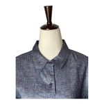 Theory  Dress Women 8 Blue Mayvine Linen Blend‎ Shirtdress Roll Tab Sleeve Mini Photo 3