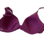 Oscar de la Renta Purple Rose Demi Lace Pink Label Bra Women Size 34D | 52-13 Photo 1