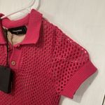 DSquared 2 women's M fuchsia stretch knit button down collar cuffed shirt dress Photo 2