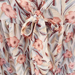 Vintage Lady Jennifer Ascot Bow Blouse Long Sleeve Floral Hawaiian Blue Size M Photo 4