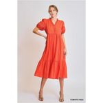 Umgee  Short‎ Sleeve Lace-Trim Ruffled Midi Dress Photo 4