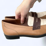 Ecco  Dress Classic 15 Brown Cream Crocodile Slip on Penny Loafer Women's 40 NEW Photo 2