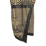 Uk2la  Women's Sz M Black Brown Asymmetrical Geometric Mini Dress Faux Leather Photo 2