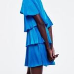 ZARA  RUFFLED SATIN EFFECT MINI DRESS BLUE SIZE XS NEW Photo 5