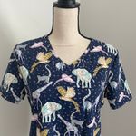 Scrubstar Scrub Top Animal Print size Small Blue Vet Tech Medical Nurse Premium Photo 8