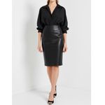 Norma Kamali  Faux Leather Straight Skirt, Black, XS Photo 3