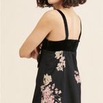 Free People Tie A Bow Mini Dress Black Pink Floral Velvet Trim. Size M Photo 9