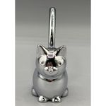 Silver Chrome Cat Ring Holder Jewelry Organizer Figurine Photo 1