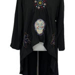 Zanzea  Collection Black High Low Top XL Sugar Skull Embroidered Festival Boho Photo 0