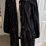 Jou Jou Black Trench Coat with Red Lining Photo 3