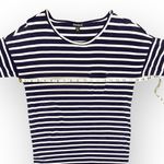 EXPRESS  Navy White Striped T-Shirt Dress XS Casual Stretch Mini Photo 5