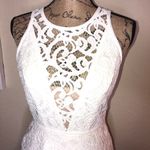 BCBGMAXAZRIA Hanah Off White Lace Dress Asymmetrical Tiered Skirt Bridal Size 4 Photo 1