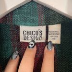 Chico's  Women 3 L Blue Red Orange Plaid Chenille Woven Jacket Zip Front Pockets Photo 5