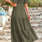 Elegant Olive Green Maxi Dress Size M Photo 1
