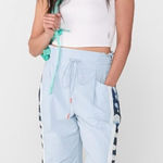 Free People NWT  Movement Pants Steel Combo Champ Is Here Pants Stripe Drawstring Photo 0