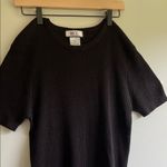 Black Ribbed Short Sleeve Sweater Size L Photo 2