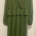 Eloquii  Green Midi Dress with V-Neck and Bishop Sleeves Photo 0