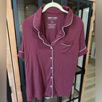 Birdy Grey  bamboo pajama top button down burgundy maroon short sleeve bridesmaid Photo 1