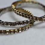 Source Unknown Bedazzled 3 Stackable Gold/Silver Tone Metal Tennis Rhinestone Stretch Bracelet Photo 0