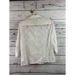 ZARA Women's  White Eyelet Button Down Shirt M Photo 3