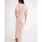 Madewell NEW  Linen Blend Puff Sleeve Tassel Tie Jumpsuit Relaxed Fit Pink XXS Photo 1