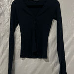 Brandy Melville  Navy Blue Ribbed Zelly Top Size 2 US Photo 0