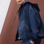 NWT Ruti Relaxed Denim Hooded Jacket Zip Up Slouchy Size Small/ Medium Blue Photo 1