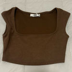 DNA Cropped Brown Short Sleeve Top Photo 0