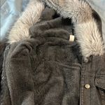 Womens Black Jean Jacket with Faux Fur lining Brown Size XL Photo 4