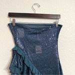 Free People NWT Womens Tune Top Navy Blue Sequin Asymmetrical Hem Size Medium Photo 5