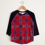 LuLaRoe  Randy Raglan Baseball Tee XS – Red Blue Black Checkered Photo 2