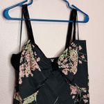 Free People Tie A Bow Mini Dress Black Pink Floral Velvet Trim. Size M Photo 3