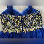 Alyce Paris  size 6 blue formal prom beaded rhinestone dress chiffon midi dress Photo 4