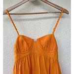 Farm Rio  Women's Mustard Orange Bustier Maxi Dress M Gauzy Vacation Beach Resort Photo 5