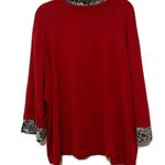 Maggie Barnes Womens Plus Size 4X 30 32W Red Printed V-Neck Sweater Shirt Blouse Photo 2