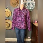 Purple Silk Sequin/Beaded Leopard Print Lined Buttonup Size M Photo 1