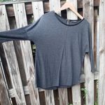ZARA  Grey Top Back Zip Faux Leather Trim Dolman Bat Sleeve Size S Photo 12