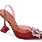 Amina Muaddi  ‘Begum’ Crystal PVC Slingback Glass Pumps Bordeaux Size 39 Photo 0