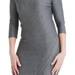 ReneeC Women's Gray Pinstripe Asymmetrical Hem Scoop Neck Bodycon Dress Size Size undefined Photo 0