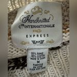 Vintage Handknitted Floral Embroidered Knit Sweater by C.I.E Express Medium White Photo 1