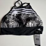 Adidas  Black and White Sports Bra with Floral Design Photo 1