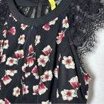 Miss Me  black floral dress M lace lacy sleeves back A LINE lined Photo 1