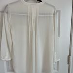 NYDJ Cream 3/4 Sleeve Blouse with Mandarin Collar and Pleating Detail Size S Photo 8